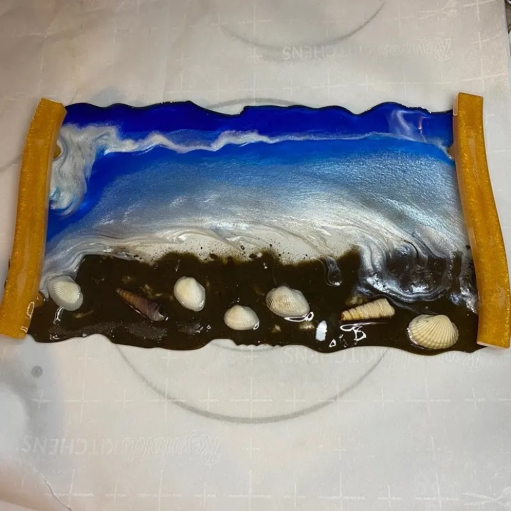 Resin oceanscape tray